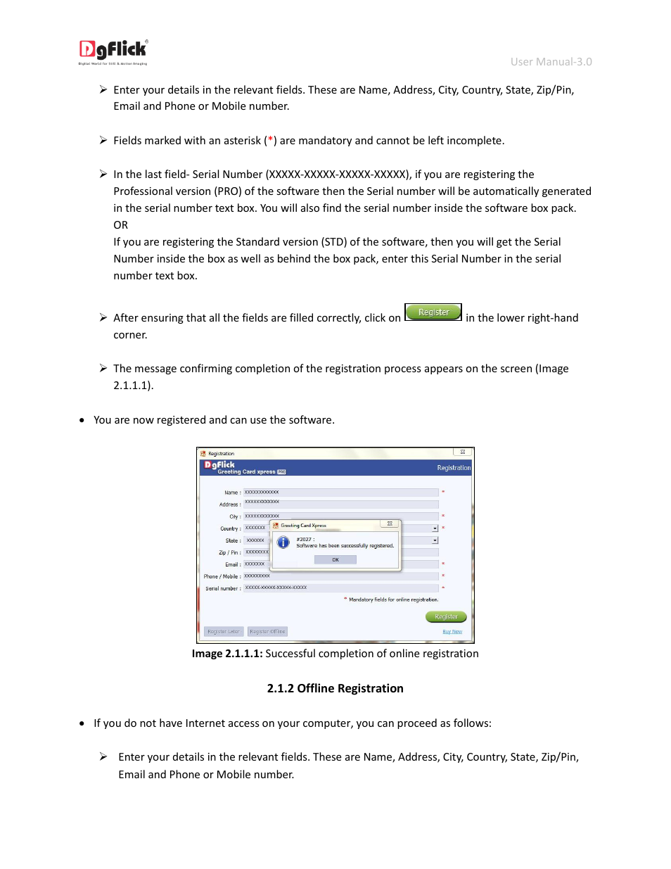 Offline registration | DgFlick GreetingXpress User Manual | Page 6 / 86