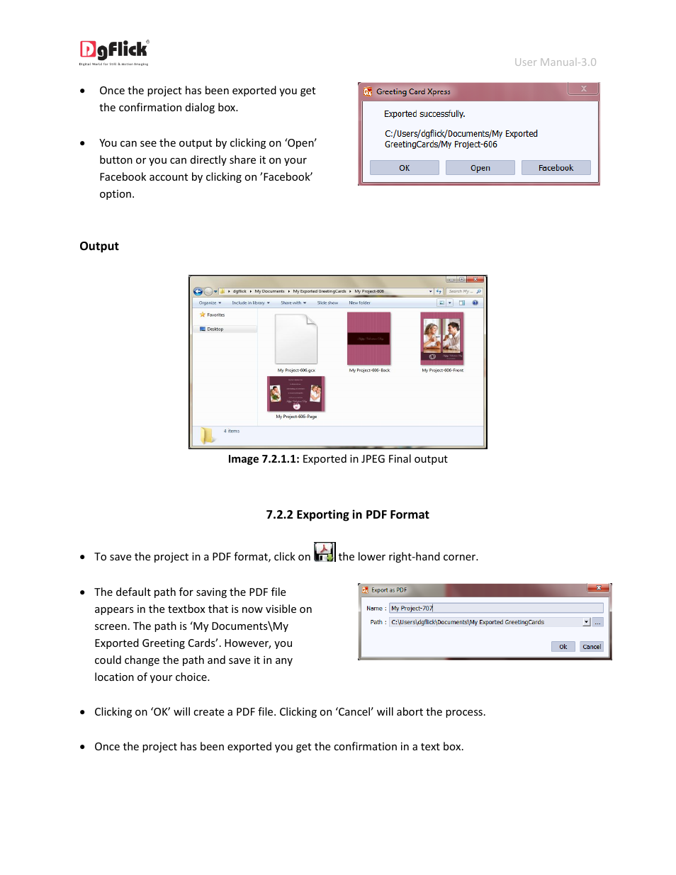 Exporting in pdf format | DgFlick GreetingXpress User Manual | Page 83 / 86