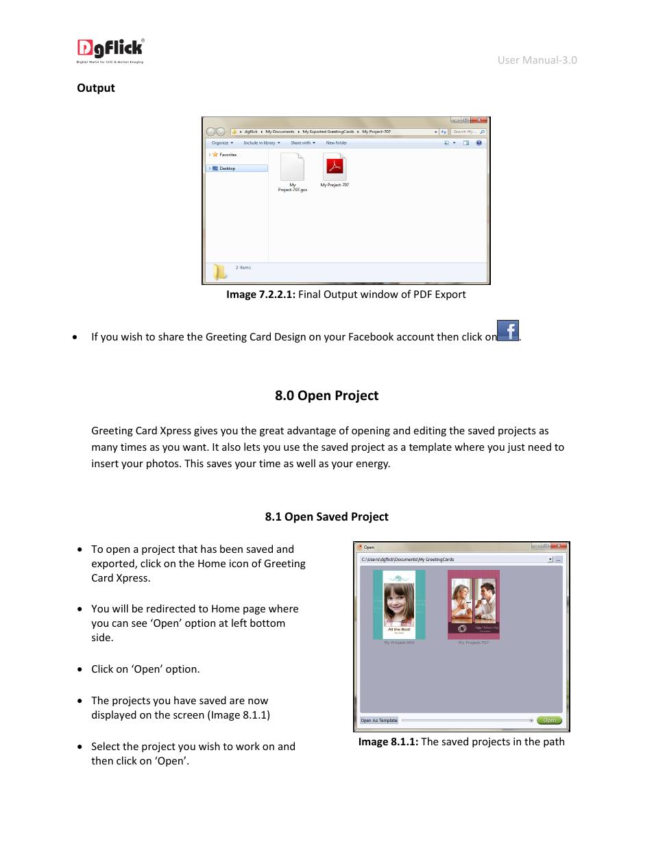 Open saved project, 0 open project | DgFlick GreetingXpress User Manual | Page 84 / 86