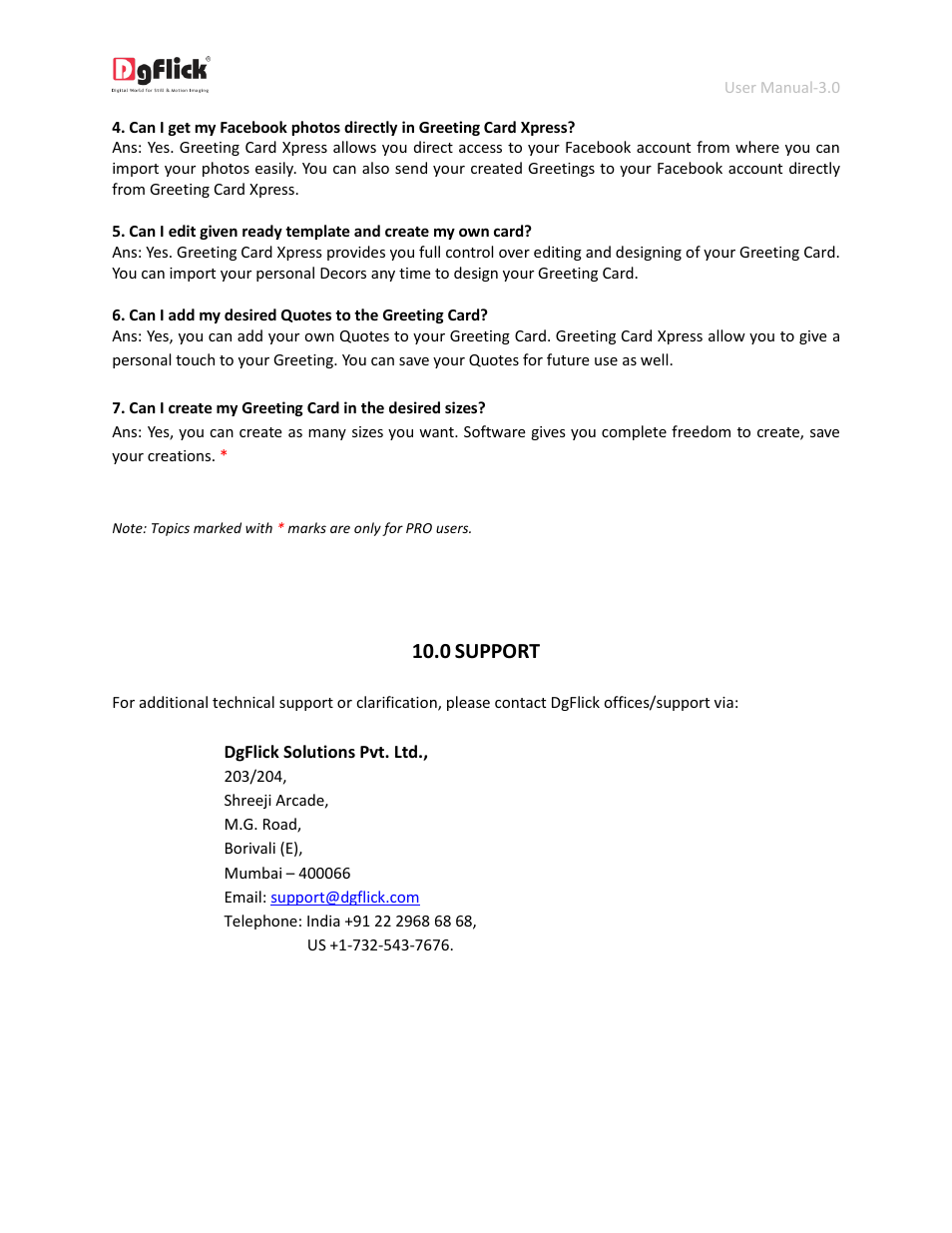 Support | DgFlick GreetingXpress User Manual | Page 86 / 86