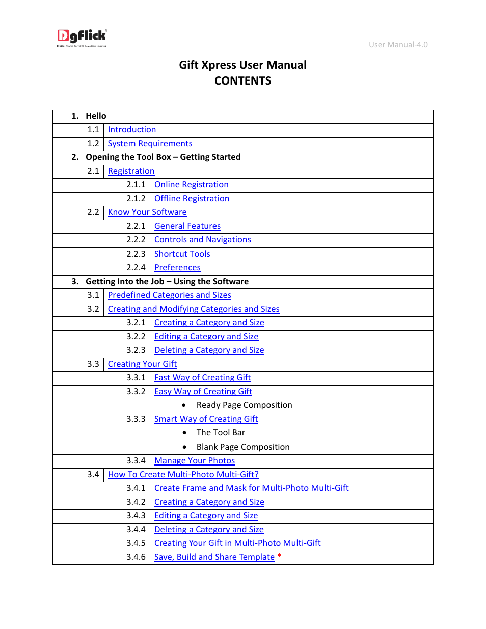 Gift xpress user manual contents | DgFlick GiftXpress User Manual | Page 2 / 98