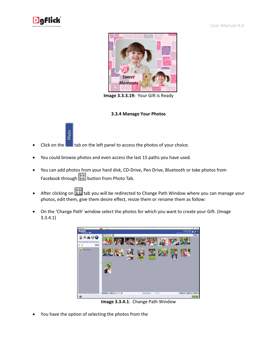 Manage your photos | DgFlick GiftXpress User Manual | Page 44 / 98