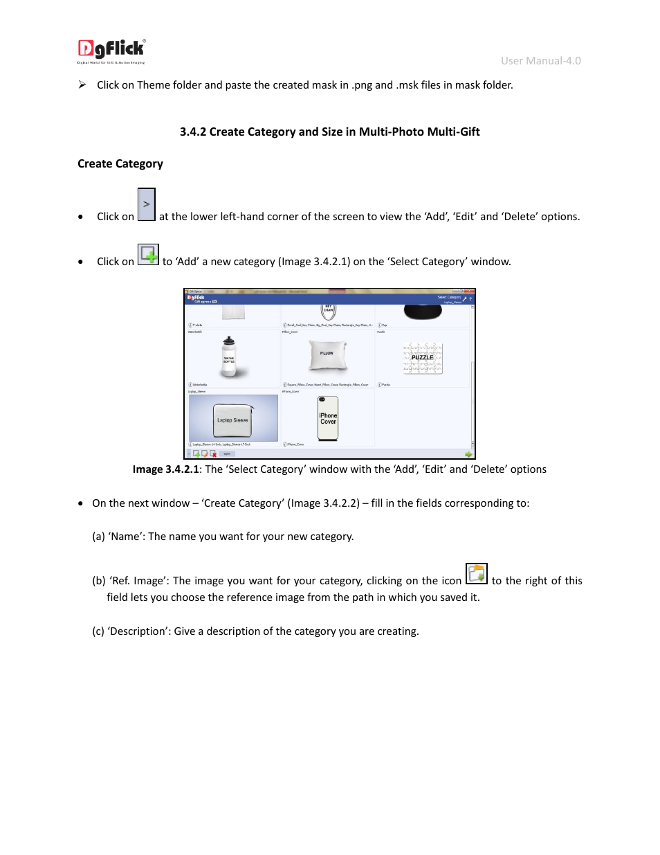 Creating a category and size | DgFlick GiftXpress User Manual | Page 54 / 98