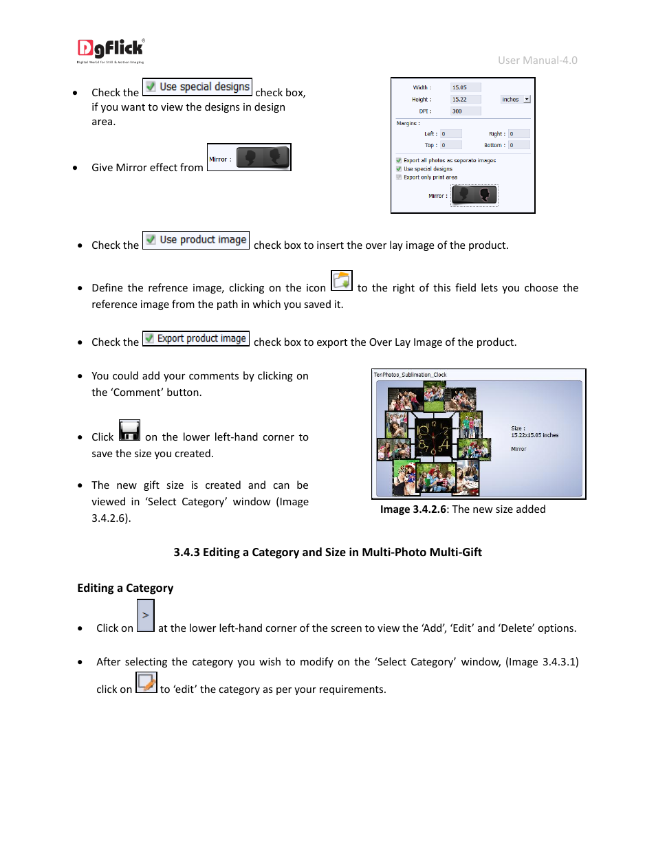 Editing a category and size | DgFlick GiftXpress User Manual | Page 57 / 98