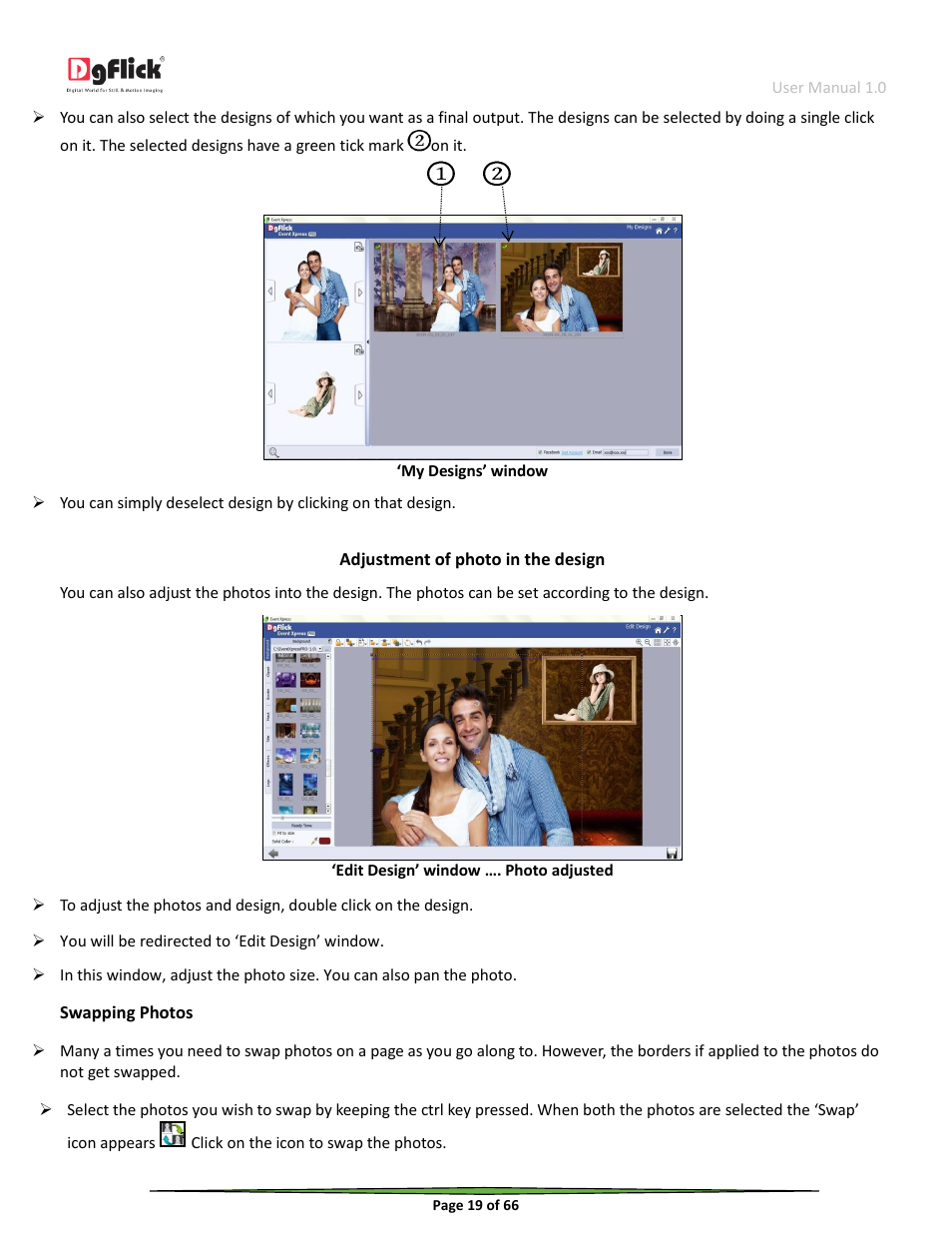 Adjustment of photo in the design | DgFlick Event Xpress User Manual | Page 19 / 66