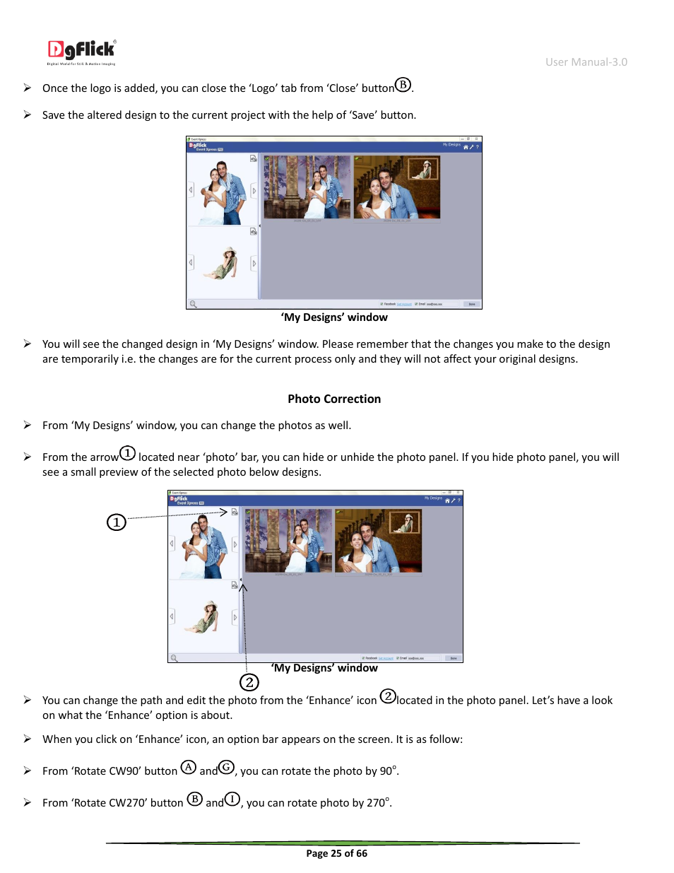 Photo correction | DgFlick Event Xpress User Manual | Page 25 / 66