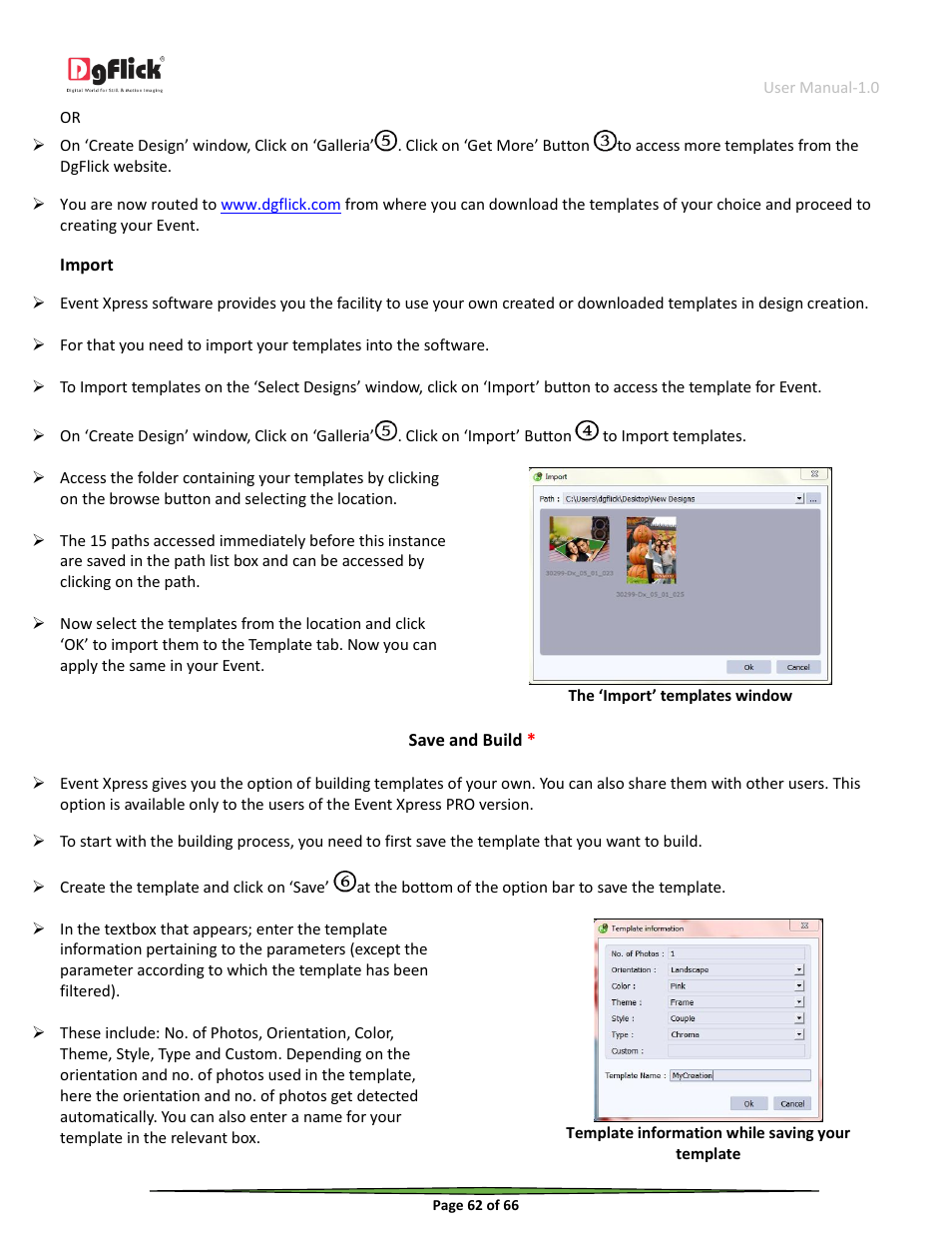 Save and build | DgFlick Event Xpress User Manual | Page 62 / 66