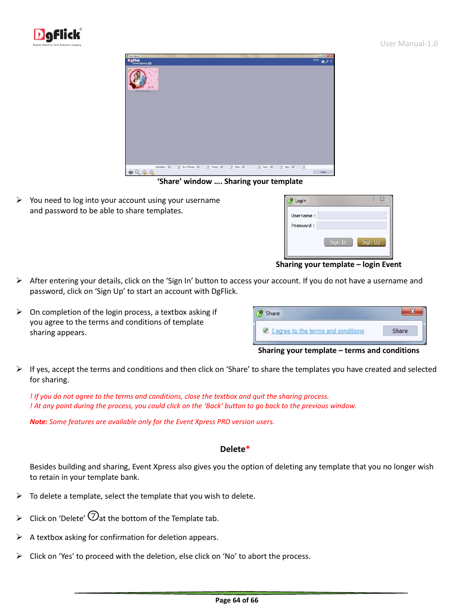 Delete | DgFlick Event Xpress User Manual | Page 64 / 66