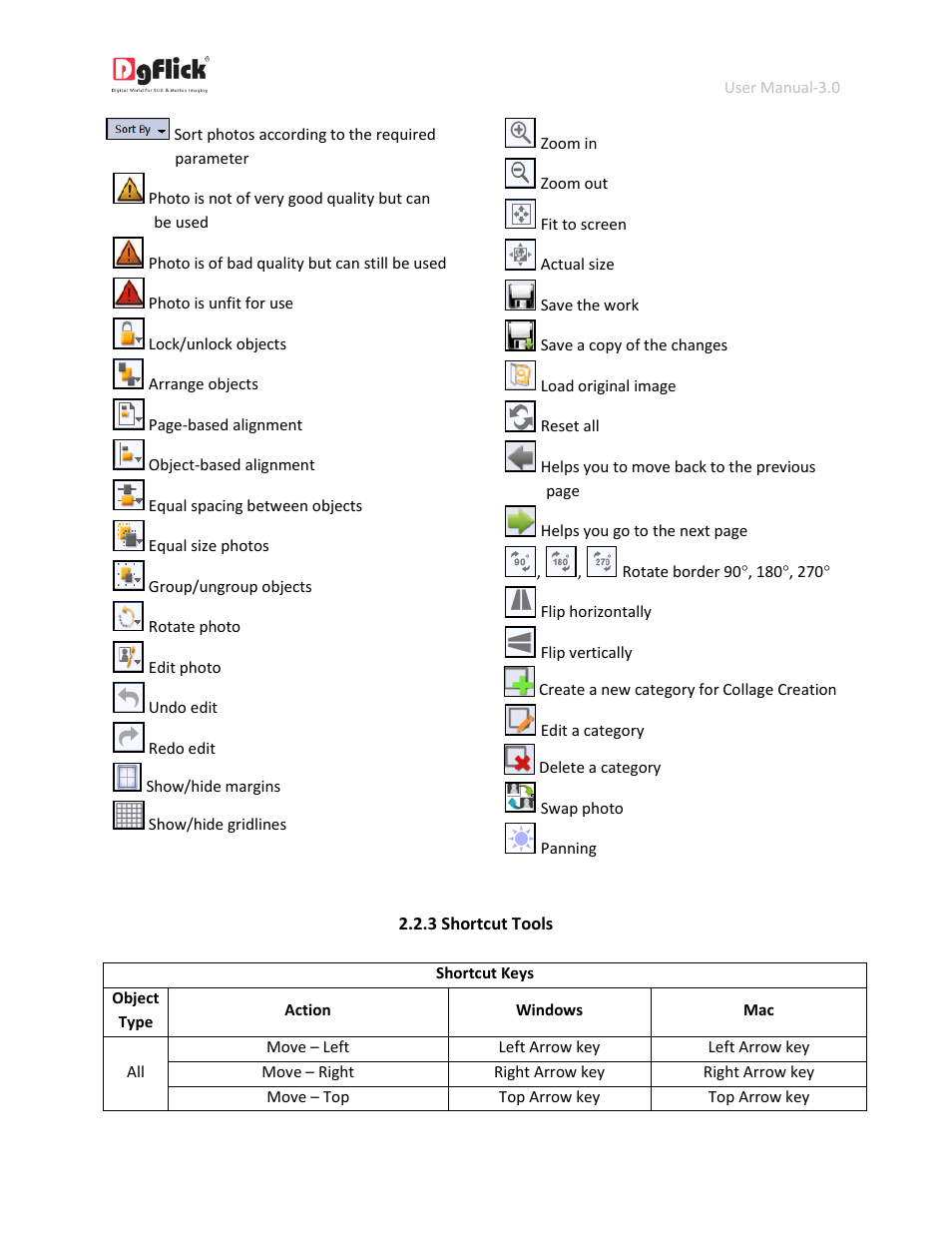 Shortcut tools | DgFlick CollageXpress User Manual | Page 10 / 70