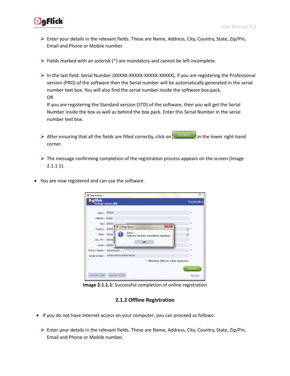 Offline registration | DgFlick CollageXpress User Manual | Page 6 / 70