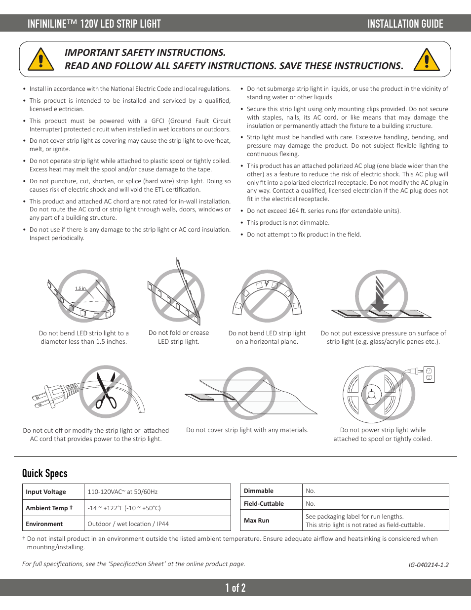 Diode LED INFINILINE User Manual | 2 pages