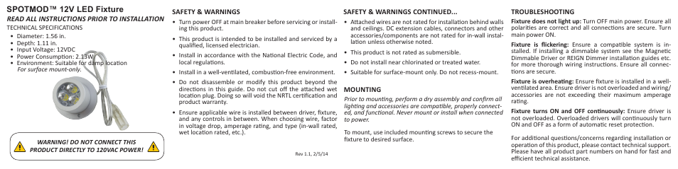 Diode LED SPOTMOD LED Fixture User Manual | 2 pages