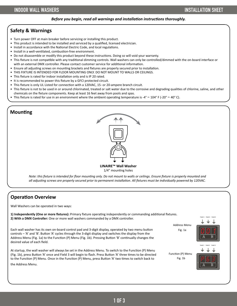 Diode LED Indoor Wall Washer User Manual | 3 pages