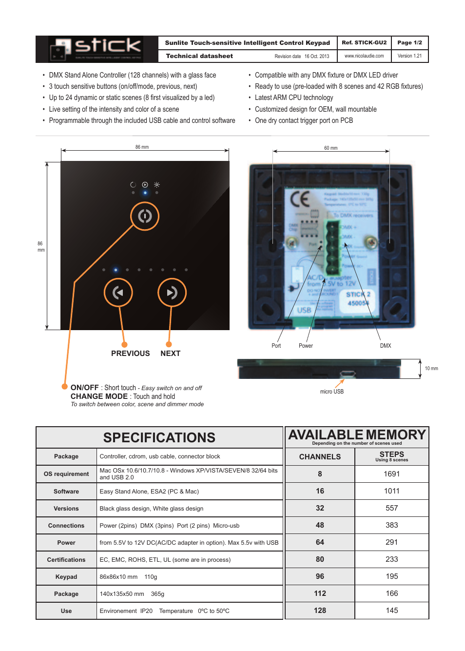 Diode LED Nicolaudie STICK 2 User Manual | 2 pages