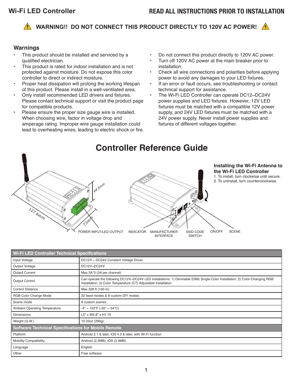 Diode LED RGB Color & LED Wi-fi User Manual | 7 pages