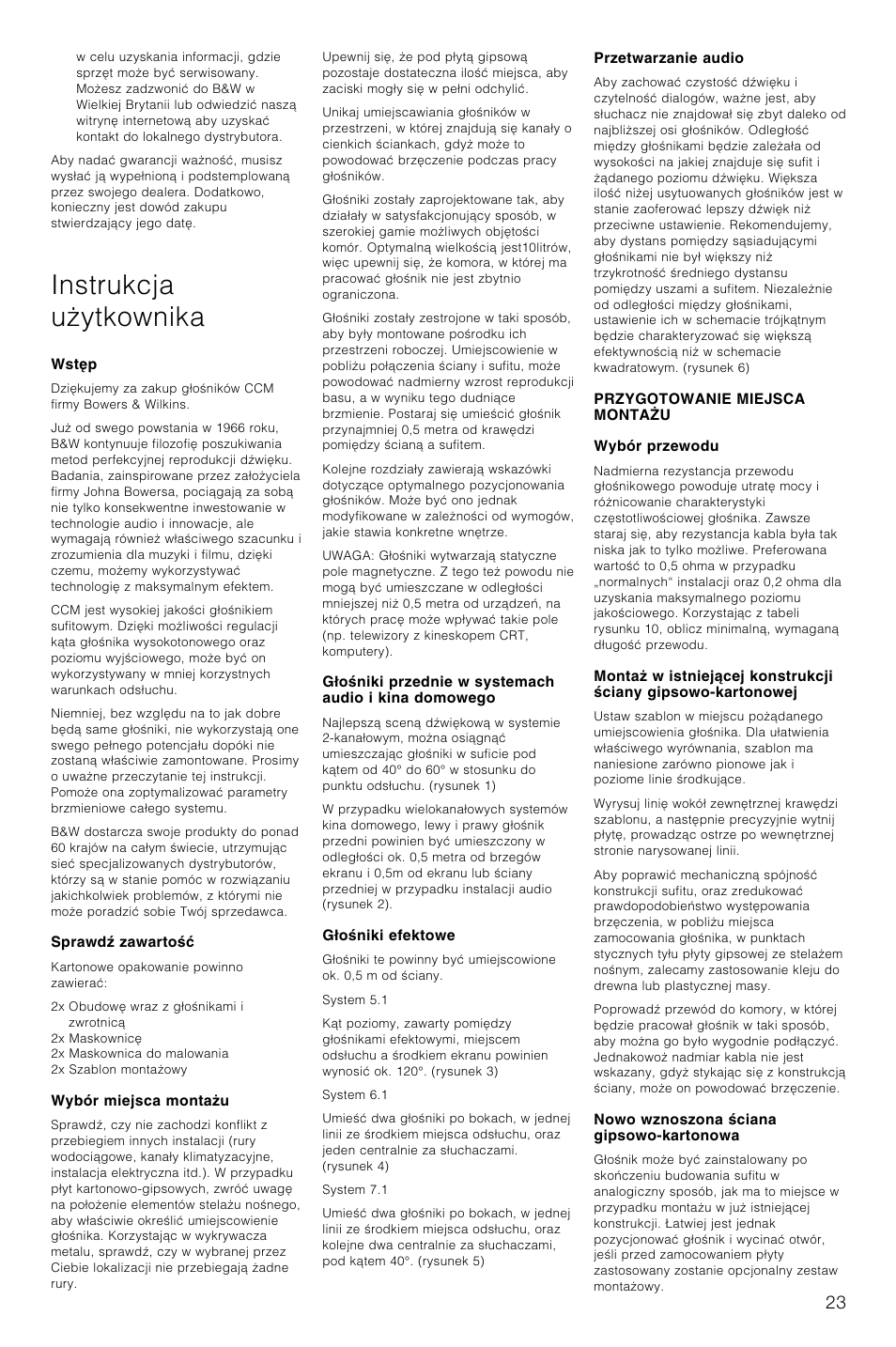 Instrukcja uãytkownika | Bowers & Wilkins CCM618 User Manual | Page 26 / 32