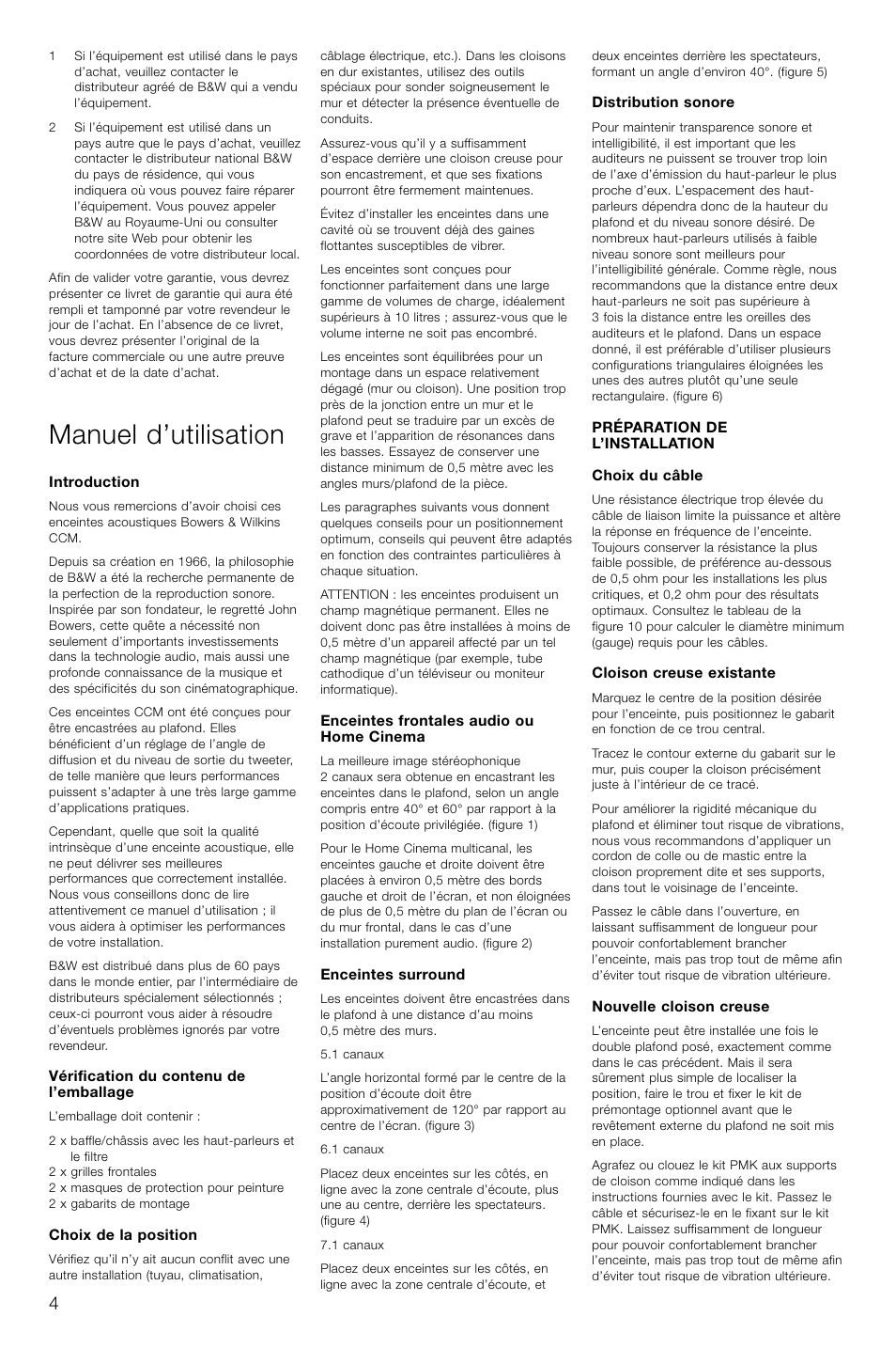 Manuel d’utilisation | Bowers & Wilkins CCM618 User Manual | Page 7 / 32