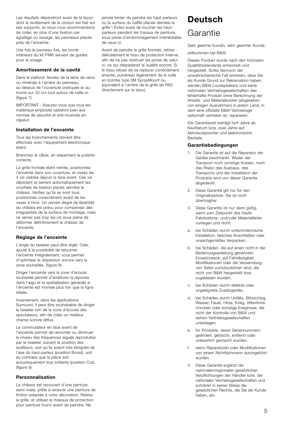 Deutsch garantie | Bowers & Wilkins CCM618 User Manual | Page 8 / 32