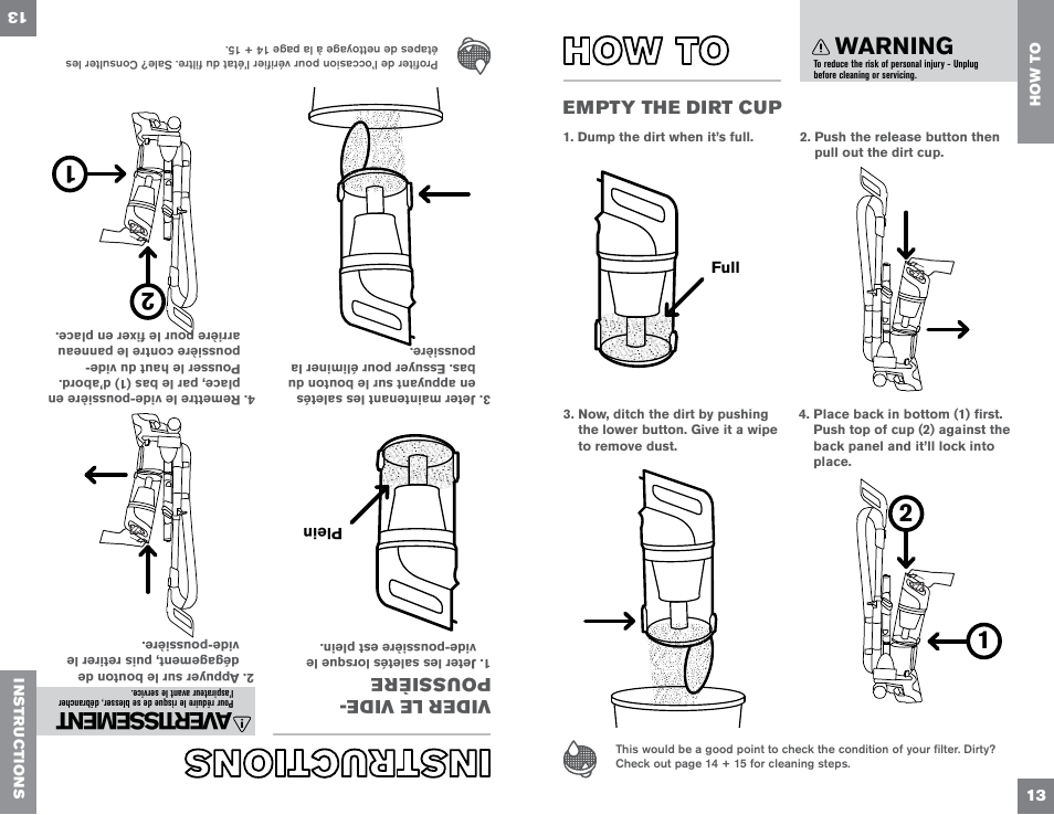 Warning, A ver tis sem ent | Dirt Devil UD70300B User Manual | Page 13 / 34