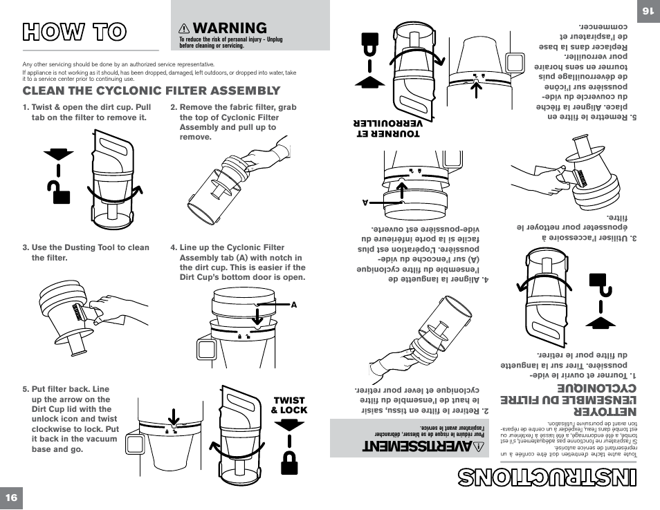 Warning, A ver tis sem ent | Dirt Devil UD70300B User Manual | Page 16 / 34