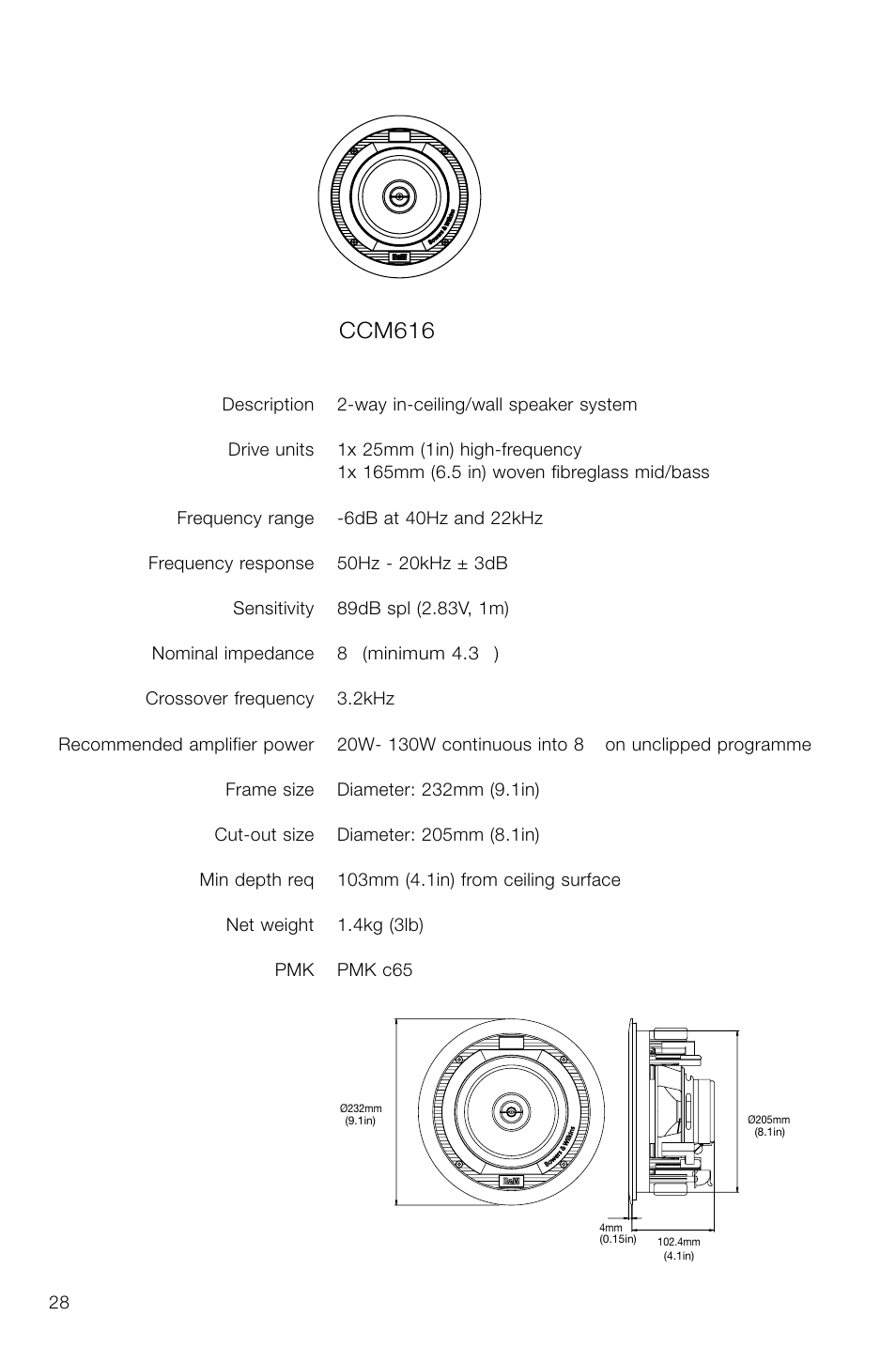 Ccm616 | Bowers & Wilkins CCM616 User Manual | Page 29 / 34