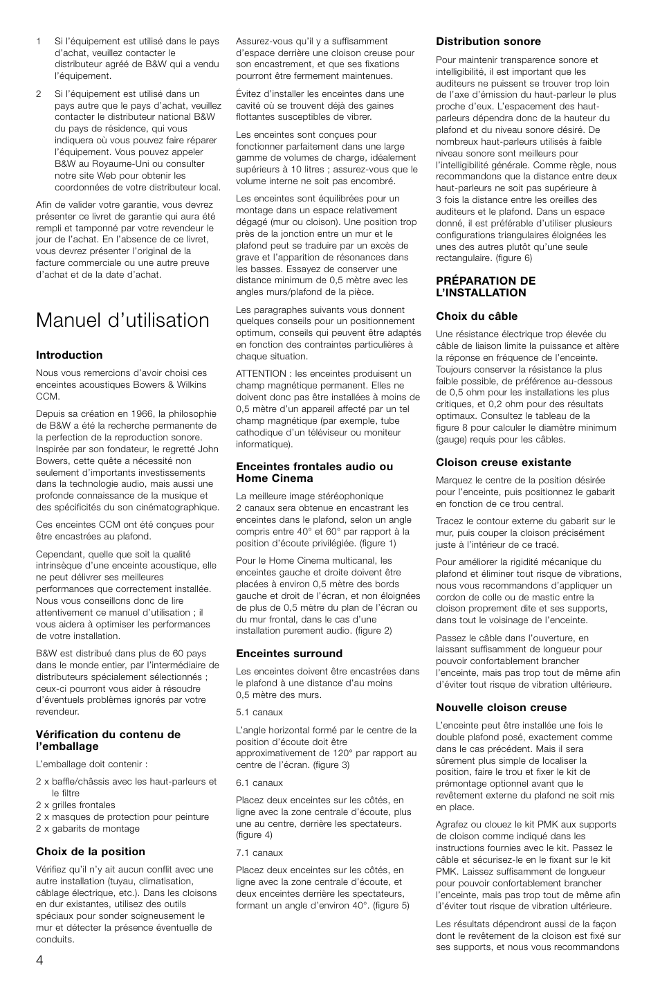 Manuel d’utilisation | Bowers & Wilkins CCM616 User Manual | Page 7 / 34