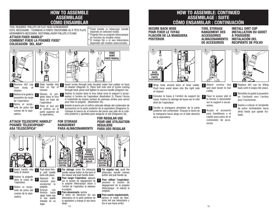 How to assemble assemblage cómo ensamblar, 3. 3a | Dirt Devil UD20005 User Manual | Page 14 / 14