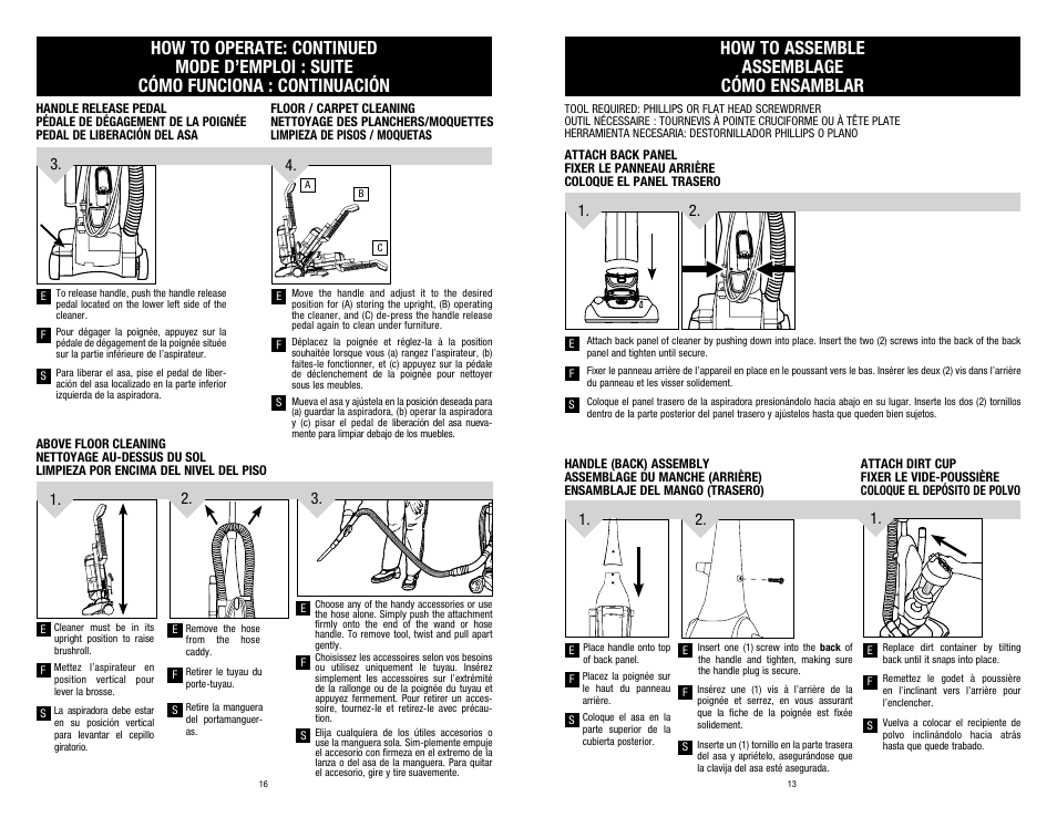 How to assemble assemblage cómo ensamblar | Dirt Devil UD70107 User Manual | Page 13 / 14