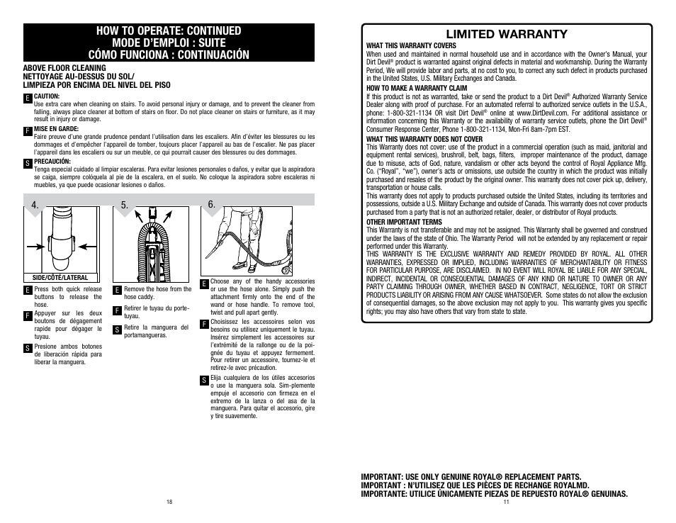 Limited warranty | Dirt Devil UD70150 User Manual | Page 11 / 14