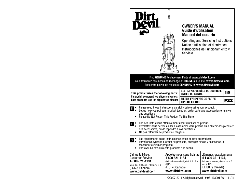 Dirt Devil UD40285 User Manual | 12 pages