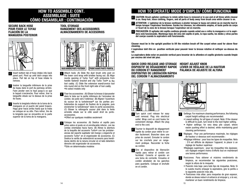 How to operate/ mode d’emploi/ cómo funciona | Dirt Devil UD70220RM User Manual | Page 14 / 14