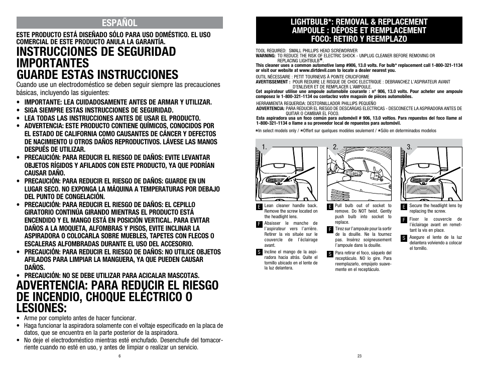 Español | Dirt Devil UD70220RM User Manual | Page 6 / 14