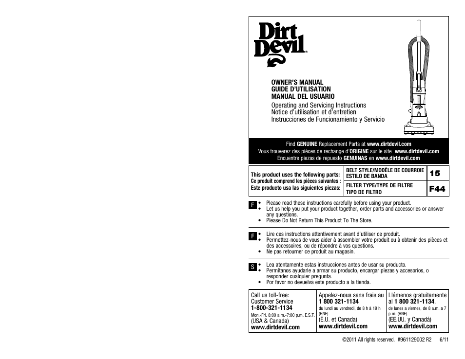 Dirt Devil UD20015 User Manual | 14 pages