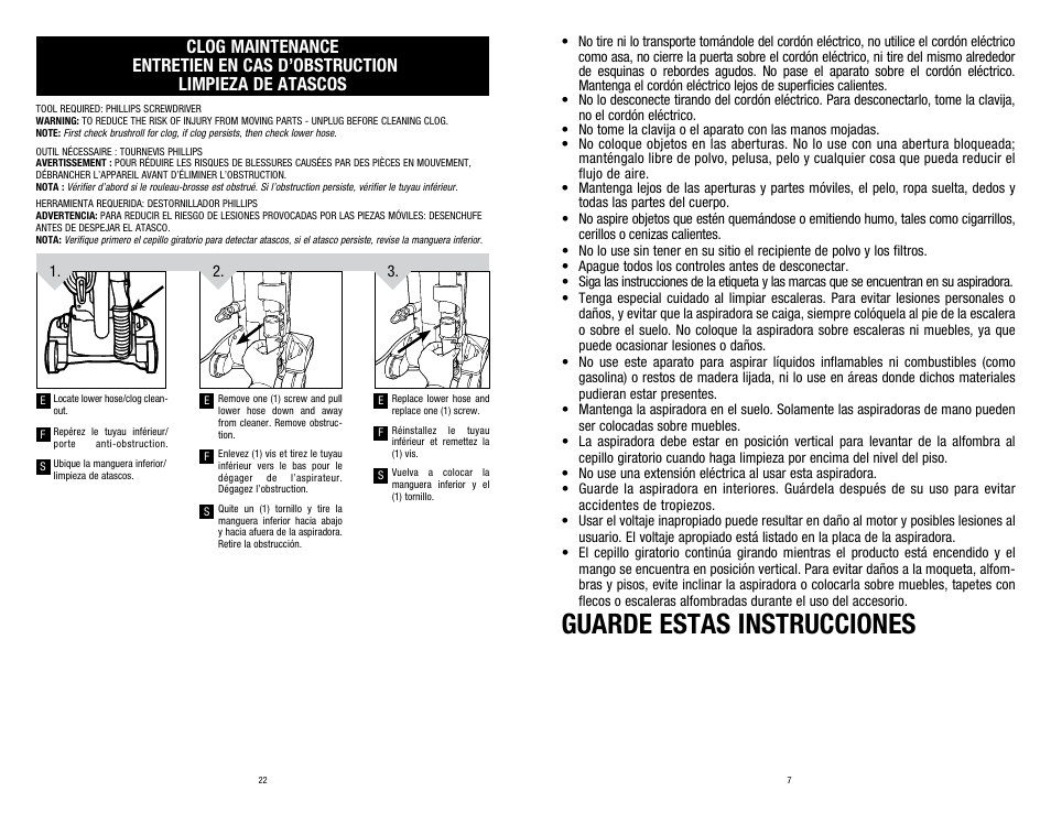 Guarde estas instrucciones | Dirt Devil UD20015 User Manual | Page 7 / 14