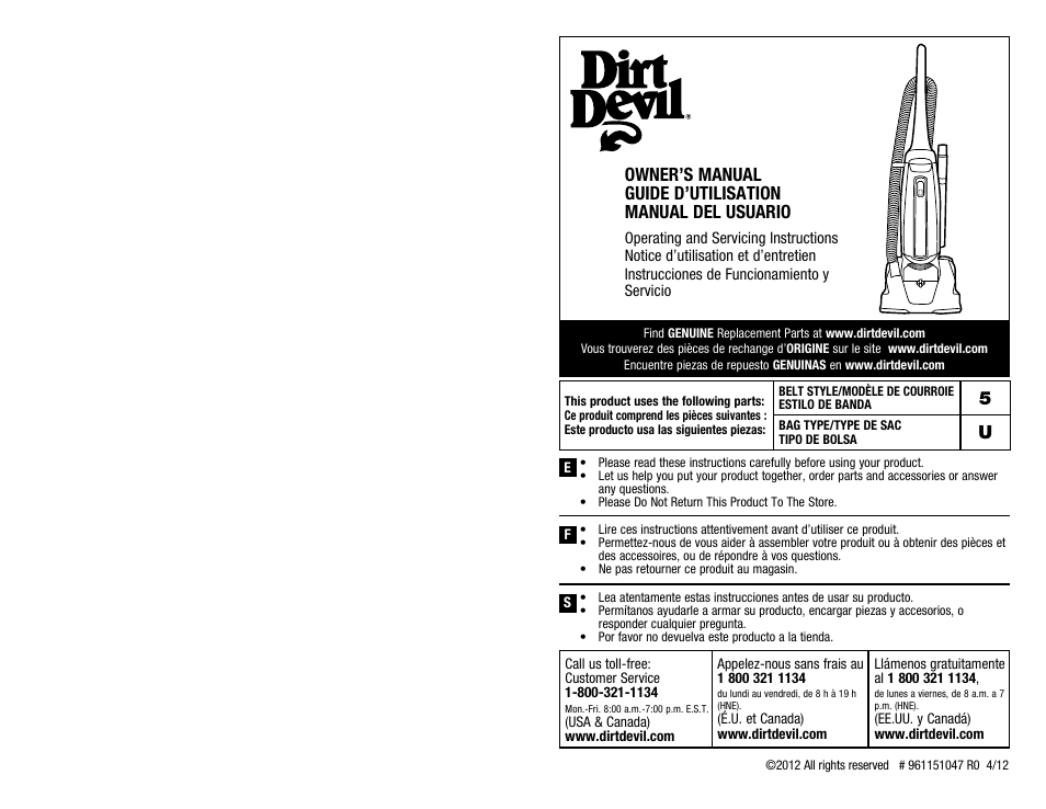 Dirt Devil UD30005B User Manual | 16 pages