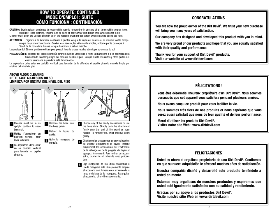 Félicitations, Felicitaciones | Dirt Devil UD30005B User Manual | Page 13 / 16