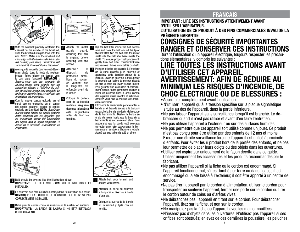 Français | Dirt Devil SD12000 User Manual | Page 5 / 12