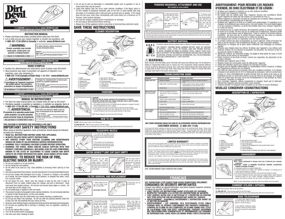 Dirt Devil BD10125 User Manual | 2 pages