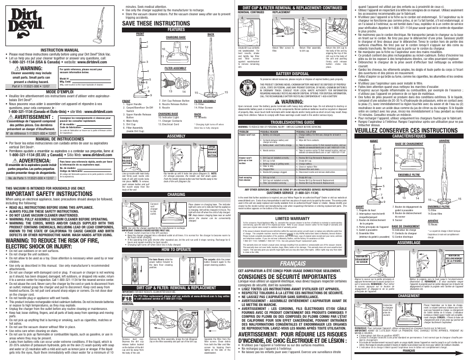 Dirt Devil BD20035 User Manual | 2 pages