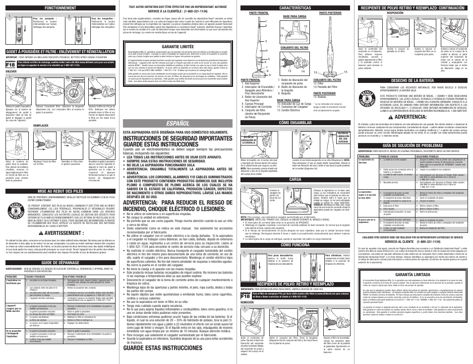 Guarde estas instrucciones, Español, Avertissement | Advertencia | Dirt Devil BD20035 User Manual | Page 2 / 2