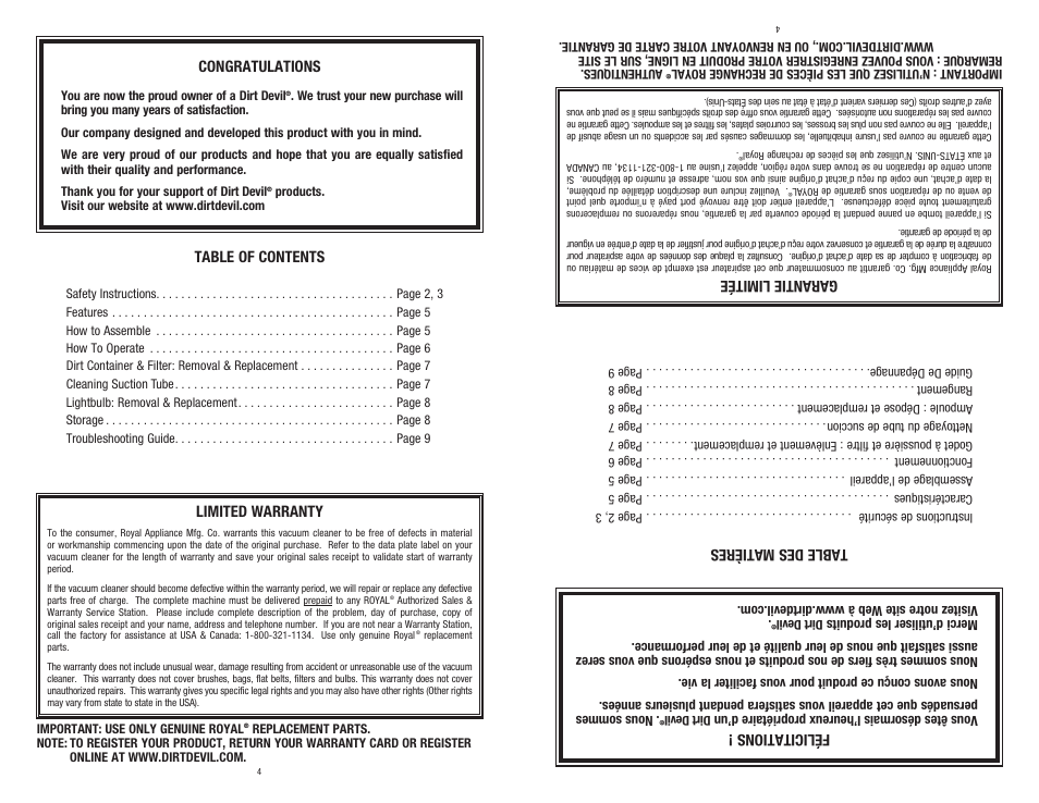 Dirt Devil SD40050B User Manual | Page 4 / 14