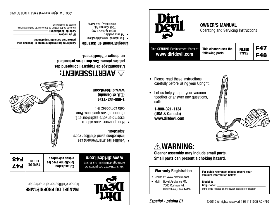 Dirt Devil SD40025 User Manual | 14 pages