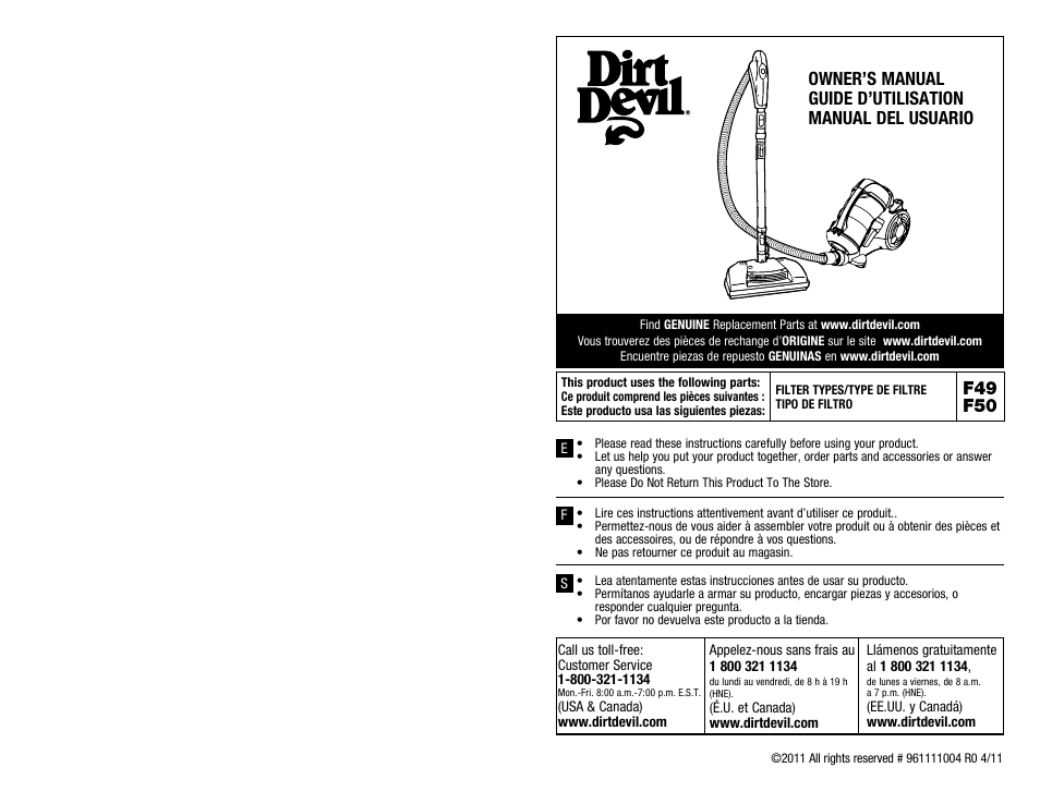 Dirt Devil SD40030 User Manual | 12 pages