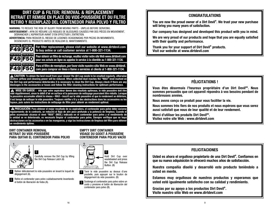 Dirt Devil SD40030 User Manual | Page 9 / 12