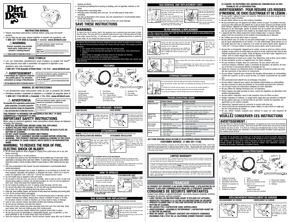 Dirt Devil SD30035 User Manual | 2 pages