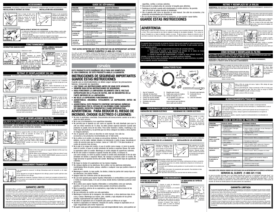 Español advertencia, Guarde estas instrucciones | Dirt Devil SD30035 User Manual | Page 2 / 2