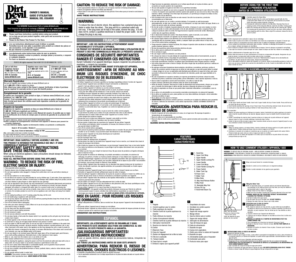 Dirt Devil PD20100CA User Manual | 2 pages