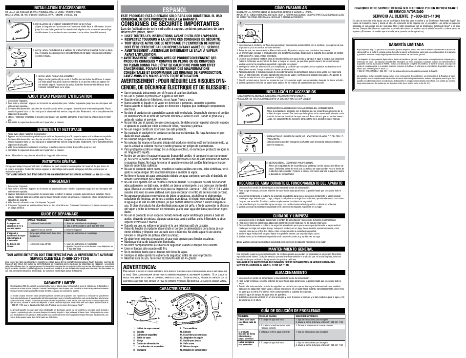 Espanol, Consignes de sécurité importantes, Advertencia | Dirt Devil PD20005 User Manual | Page 2 / 2