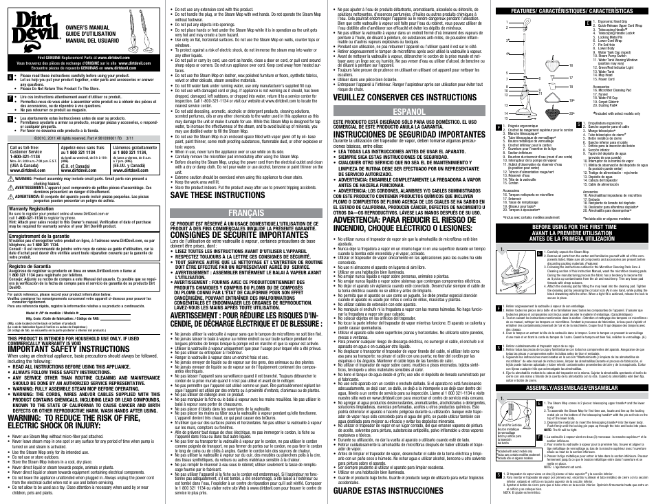 Dirt Devil PD20030 User Manual | 2 pages