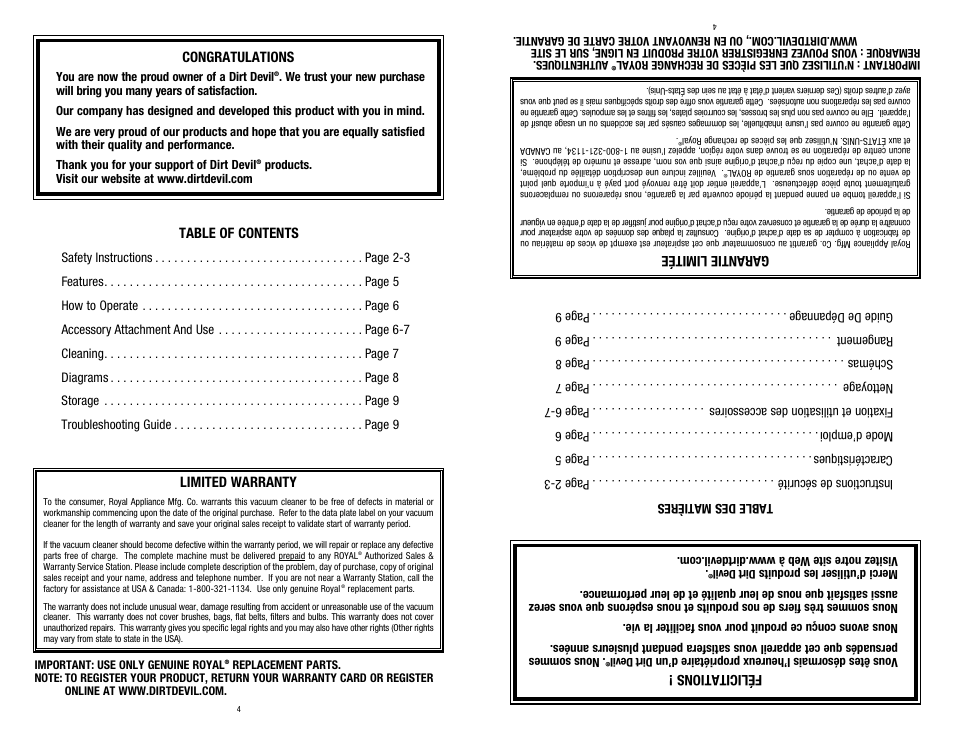 Dirt Devil PD20020 User Manual | Page 4 / 14